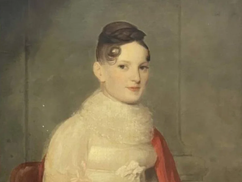 1782-François Stanislas Rossignon - Ritratto di una donna con mantello rosso